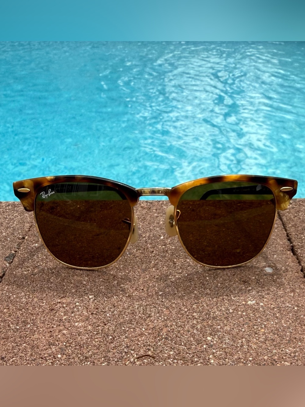 Ray-Ban Clubmaster Sunglasses Tortoise Frame with Brown Lenses